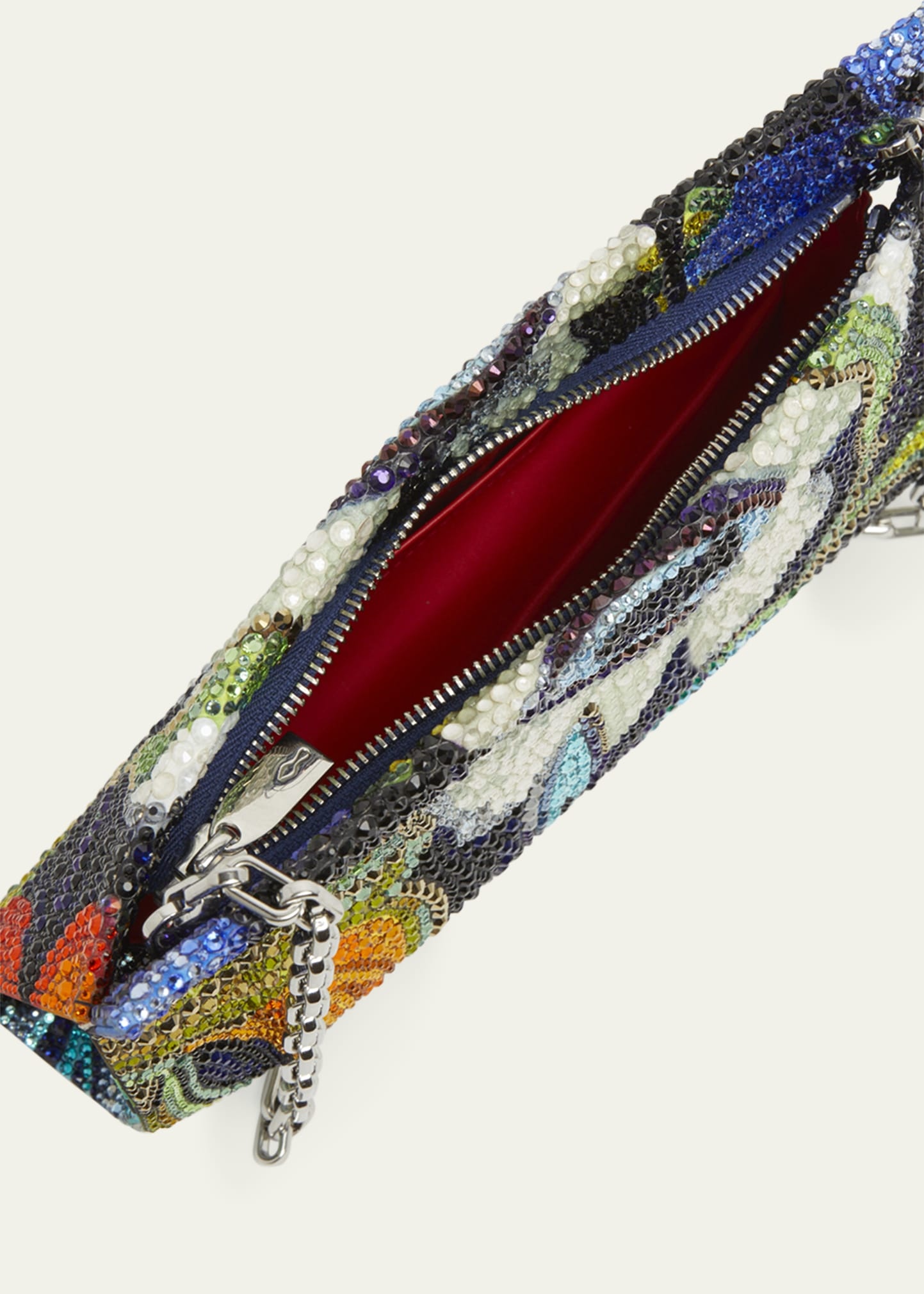 Loubitwist Small Clutch Bag in Flower Strass Satin - 3