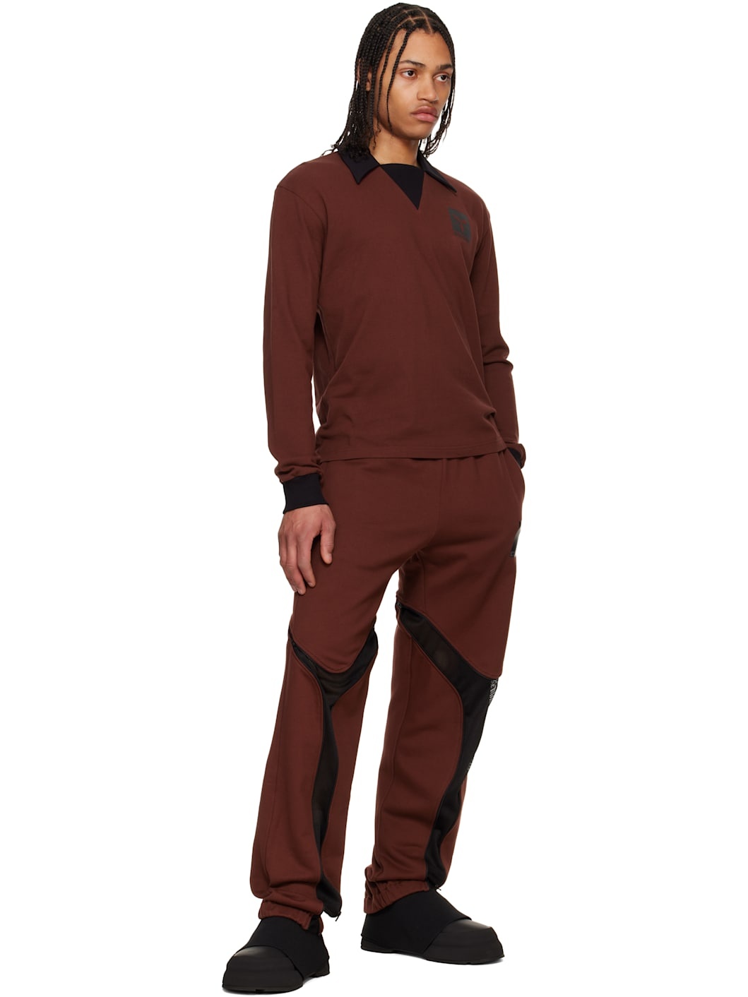Burgundy Tri Zip Sweatpants - 5