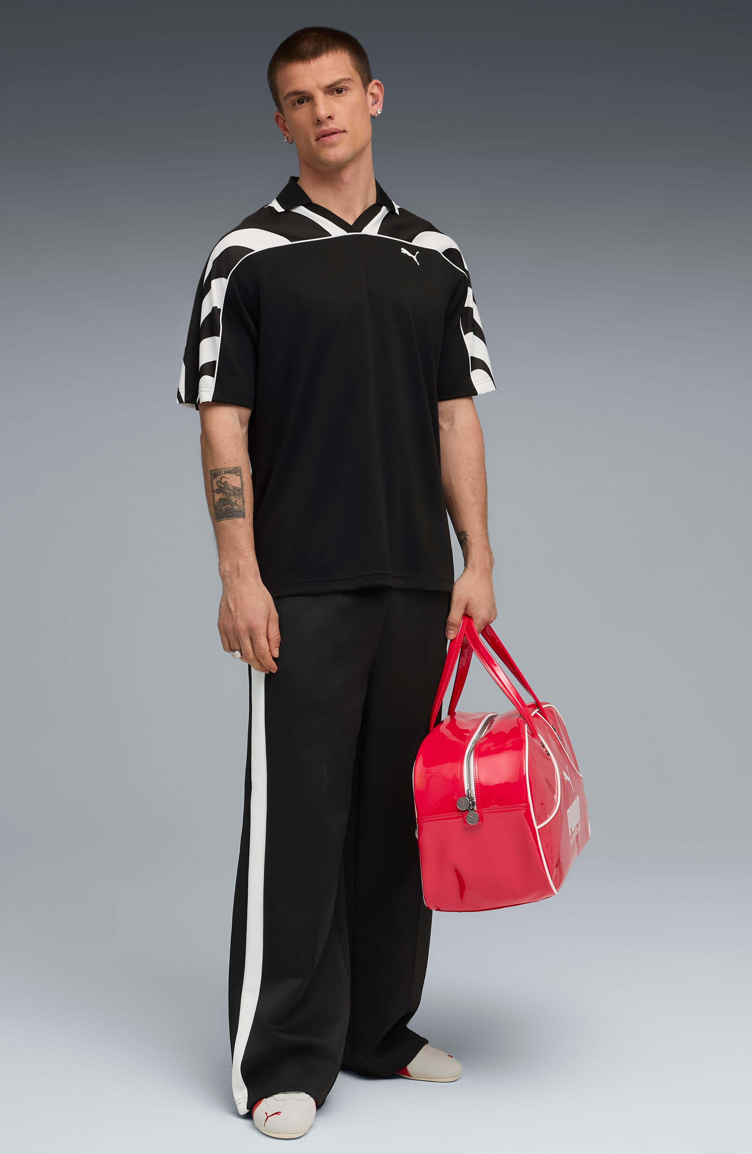 PUMA T7 Wide Leg Track Pants in Puma Black at Nordstrom - 6