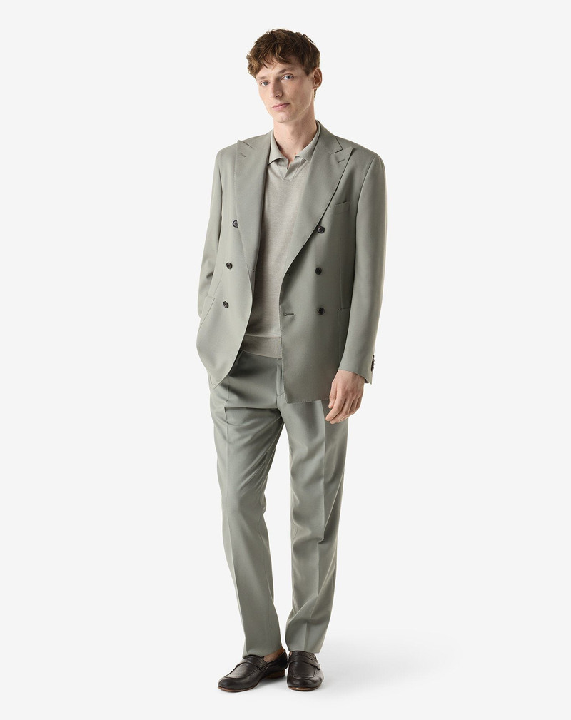 CORNELIANI Sage green natural stretch wool suit outlook