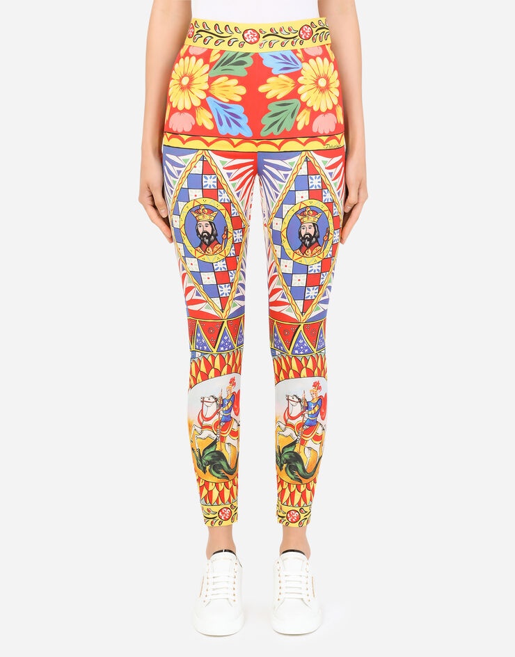 Carretto-print charmeuse leggings - 1