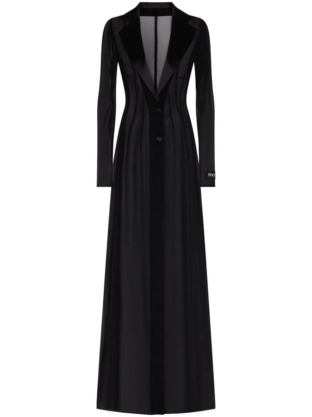 shawl-lapel long-sleeve dress - 1