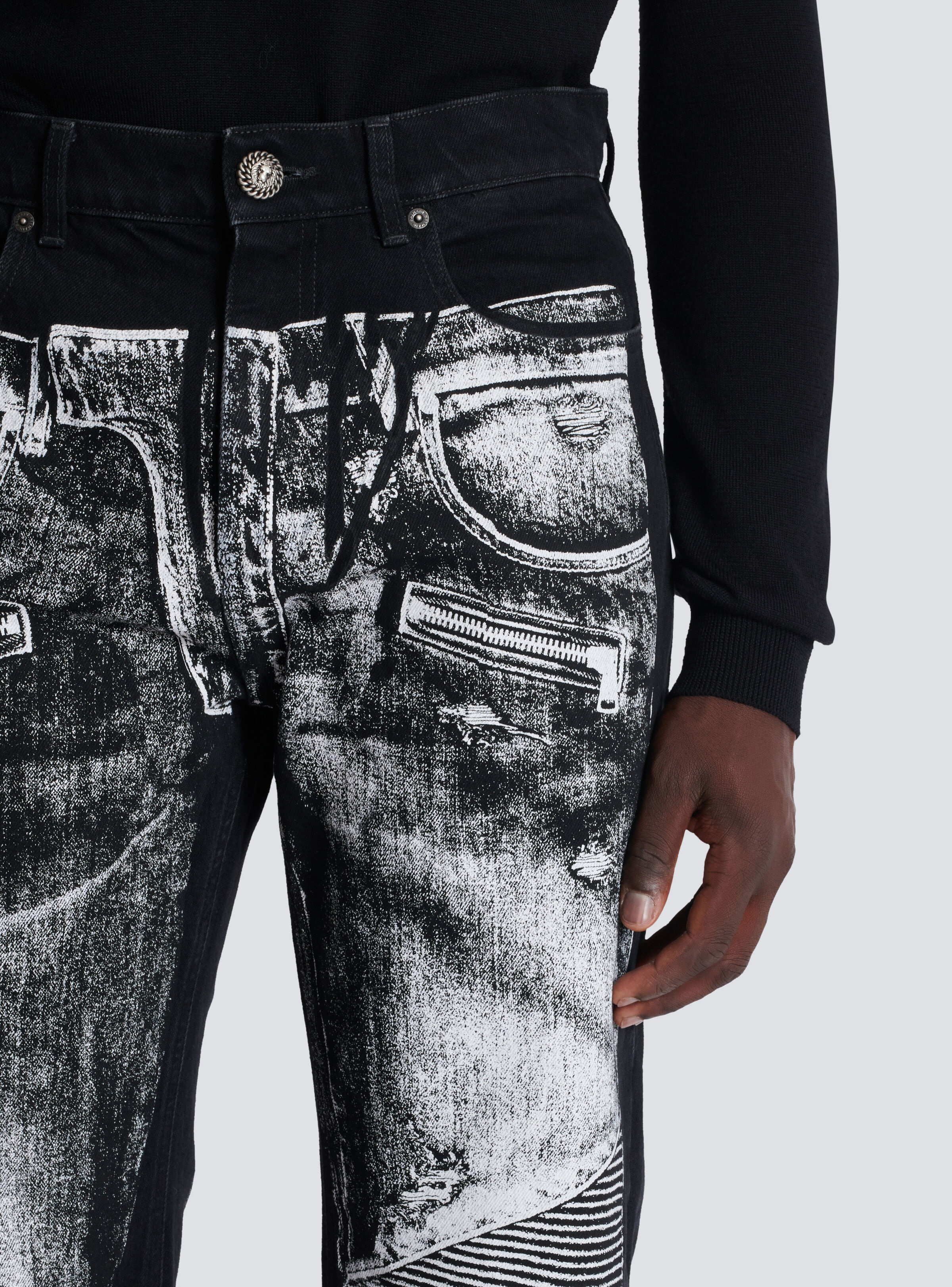 Loose-fit denim jeans with a biker print - 7