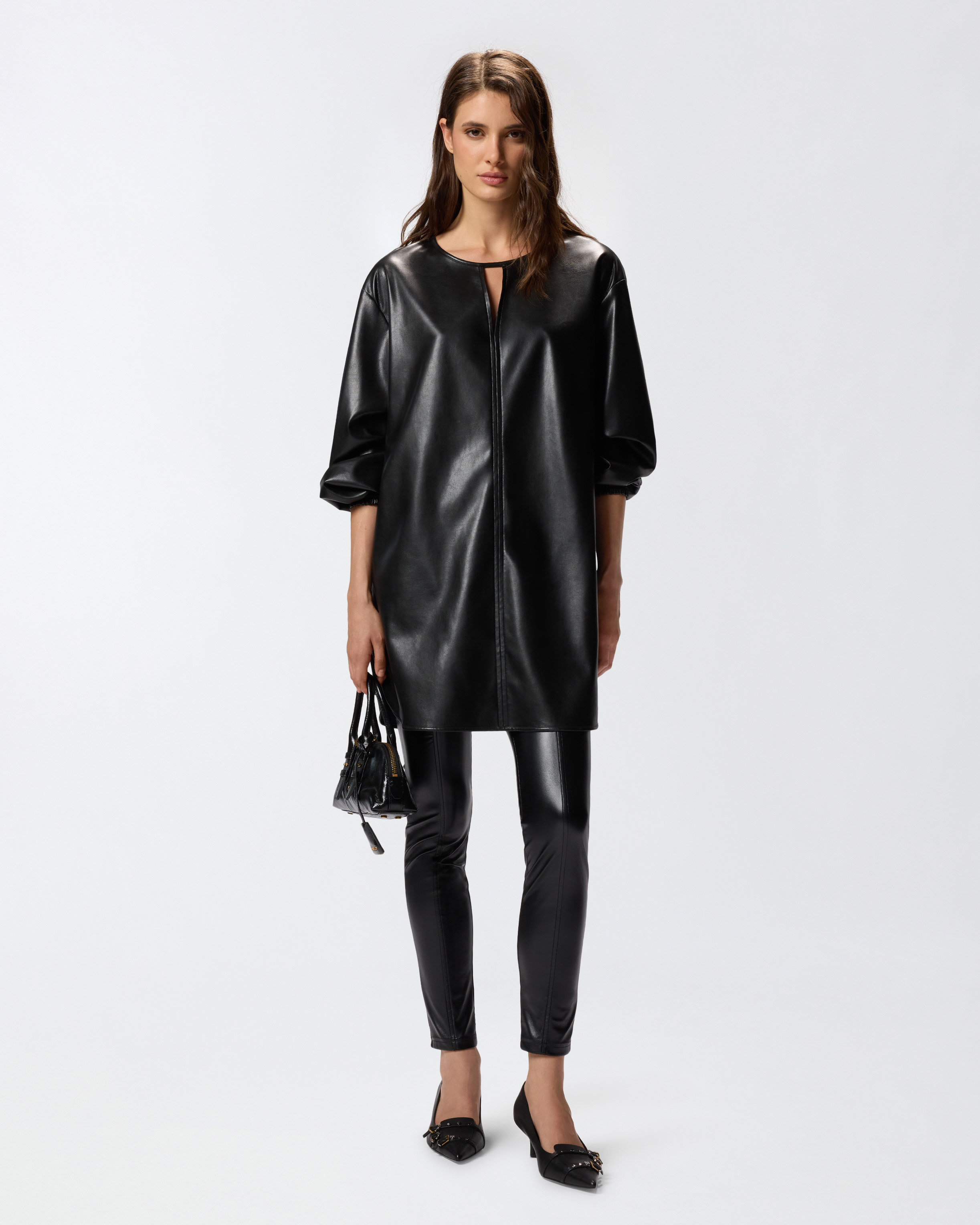 SHORT LEATHER-EFFECT DRESS - 3