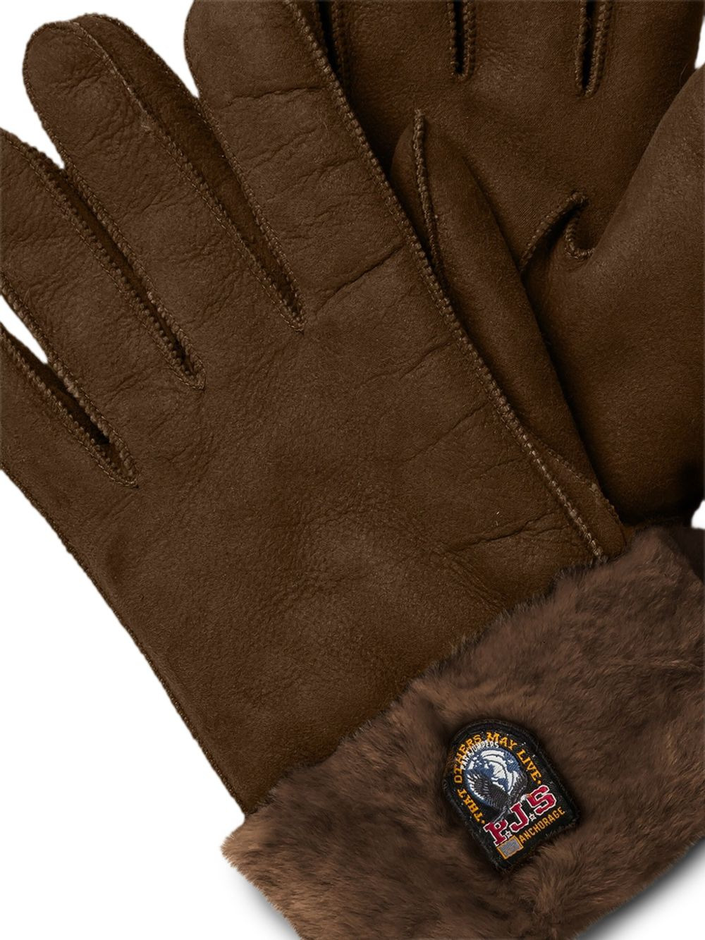leather fur-trimmed gloves - 2