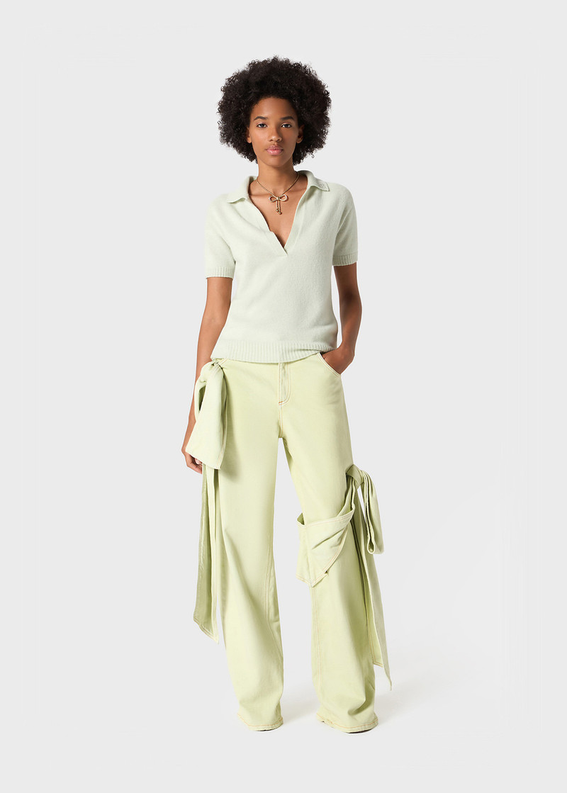 Blumarine CASHMERE POLO SHIRT WITH BLUMARINE RHINESTONE LOGO outlook
