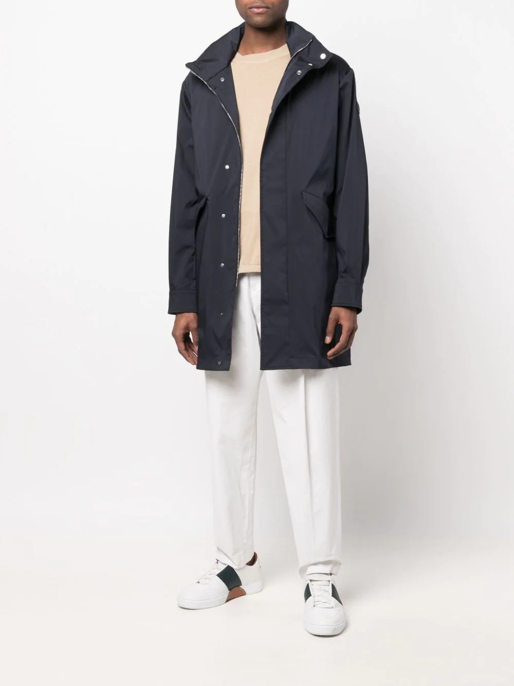 hooded logo-patch parka coat - 2