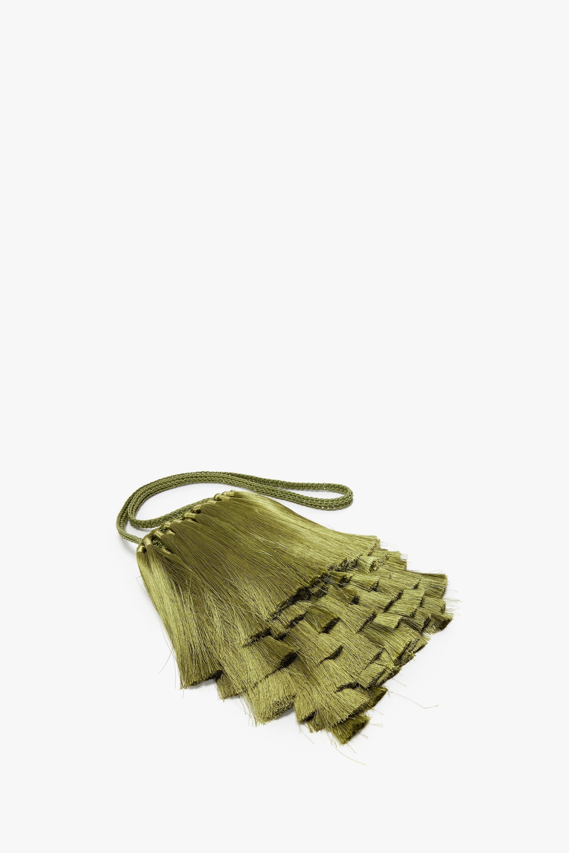 Mini Tassel Pouch in Olive Green - 9