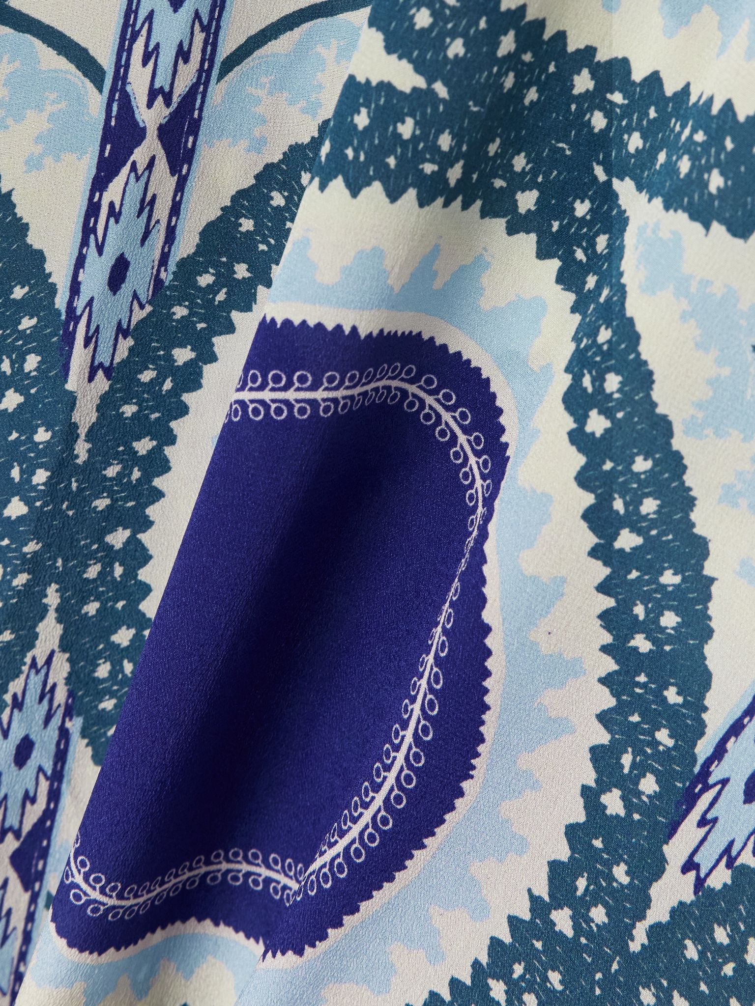 Jenna printed silk-crepe coverup Blue - 4