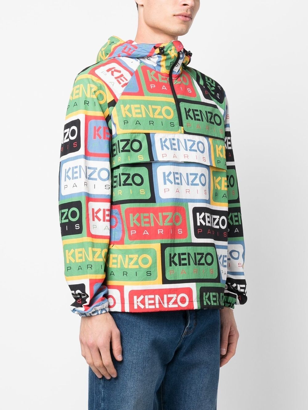 Green Kenzo Labels Half Zip Windbreaker - 3