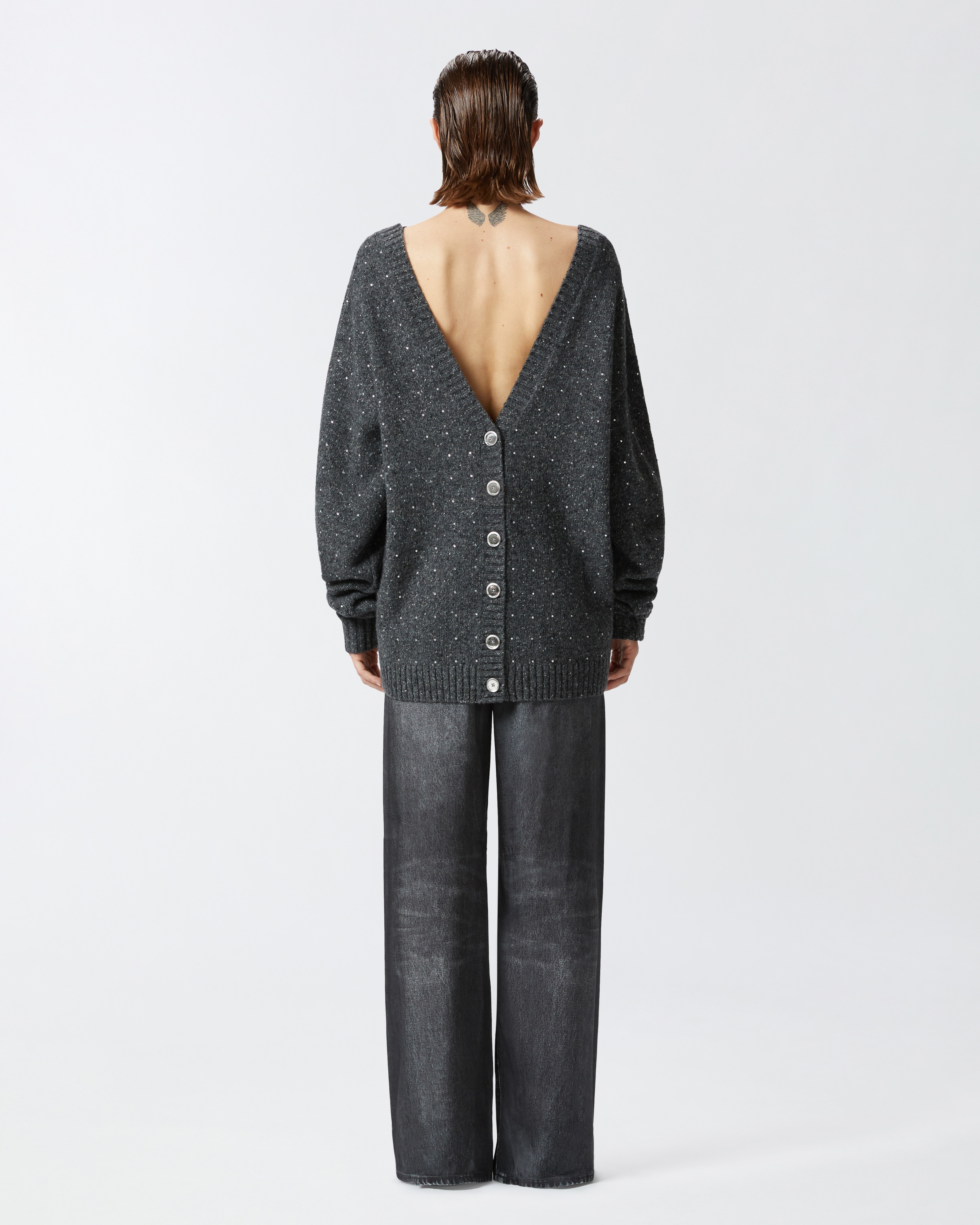 V-NECK CARDIGAN WITH RHINESTONES - 4