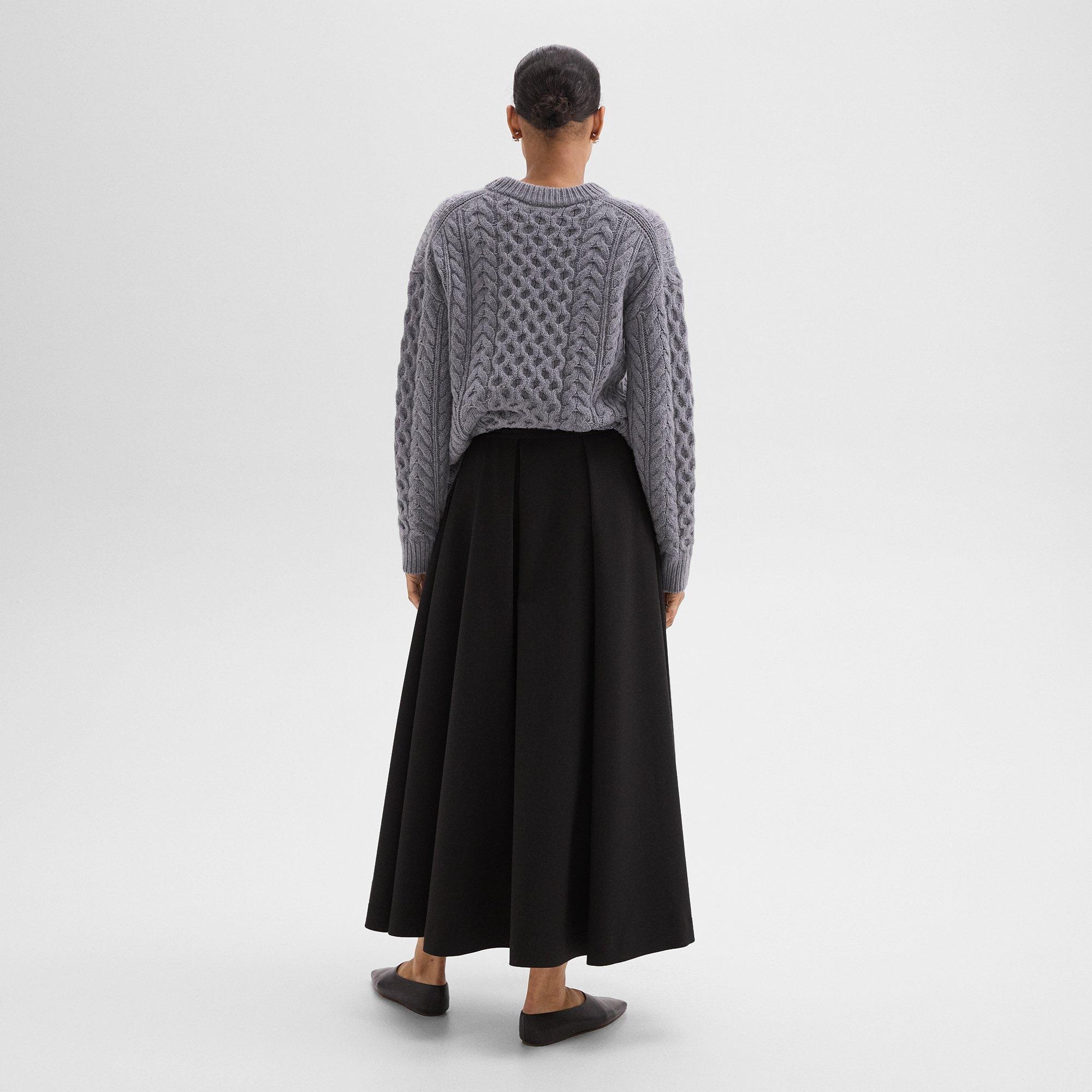 Pleated Midi Skirt in Double Weave - 4