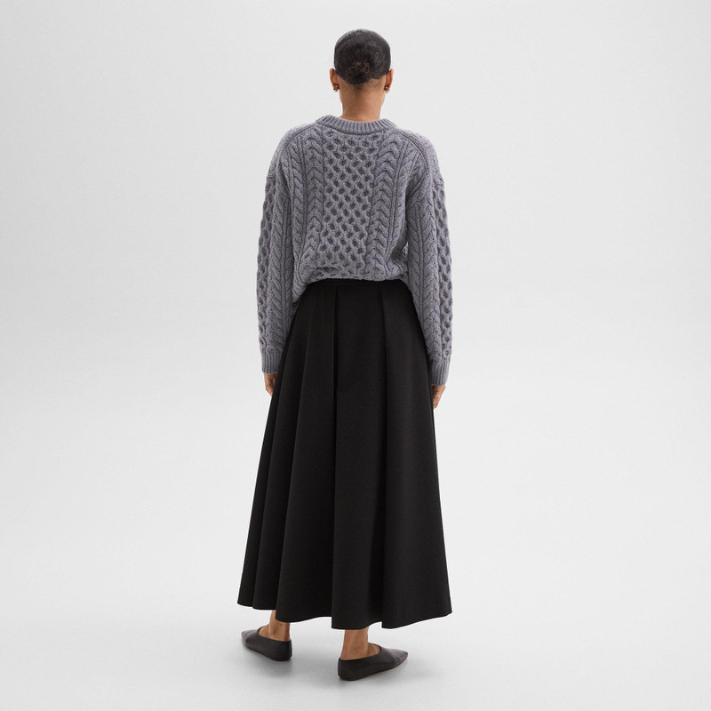 Theory Pleated Midi Skirt in Double Weave outlook