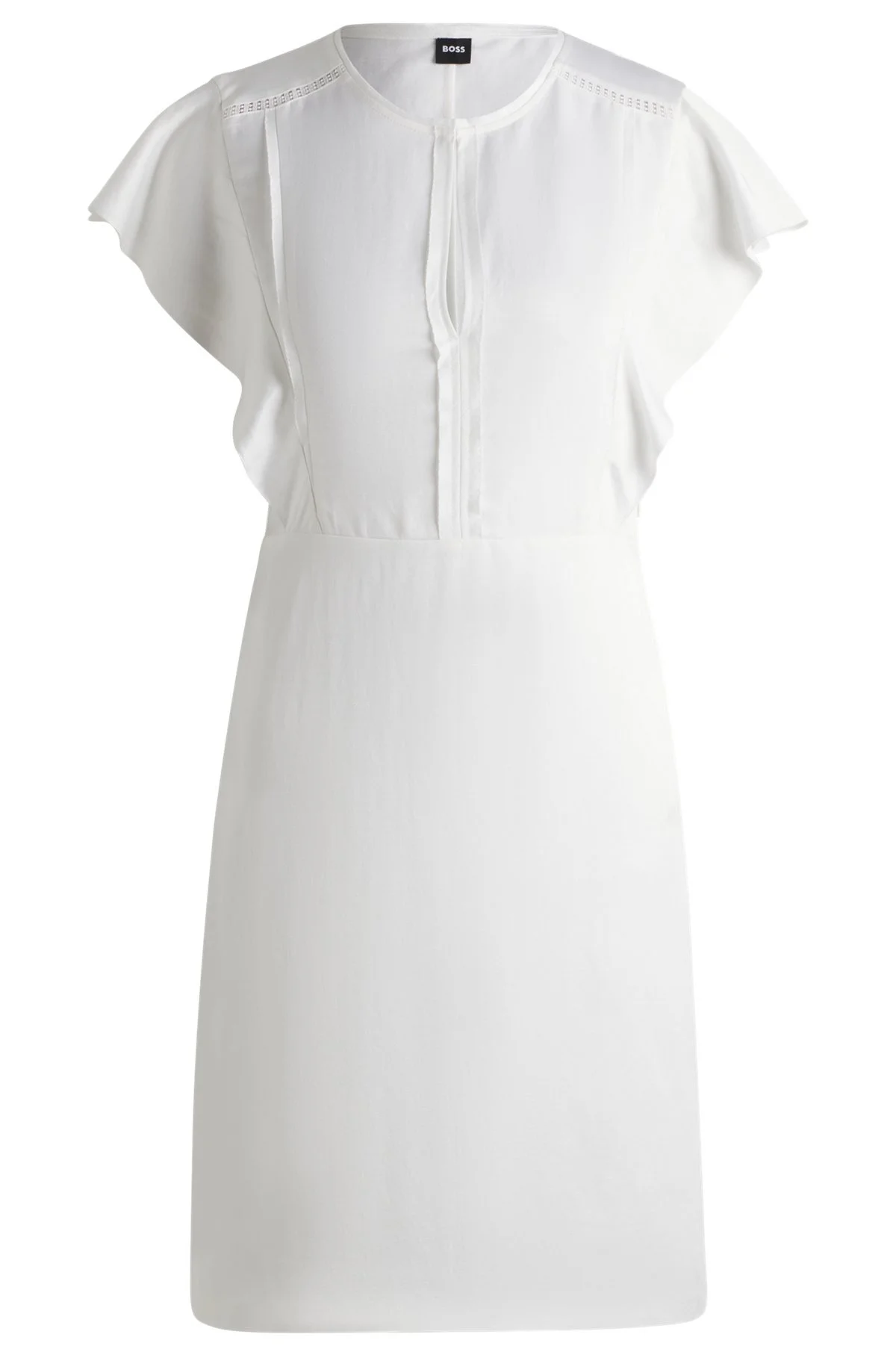 KEYHOLE-NECKLINE DRESS WITH FRILLED SLEEVES - 1