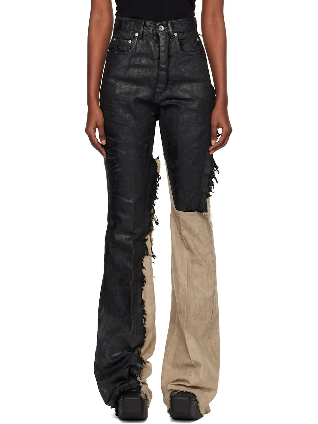 Black & Off-White Concordians Bolan Bootcut Jeans - 1