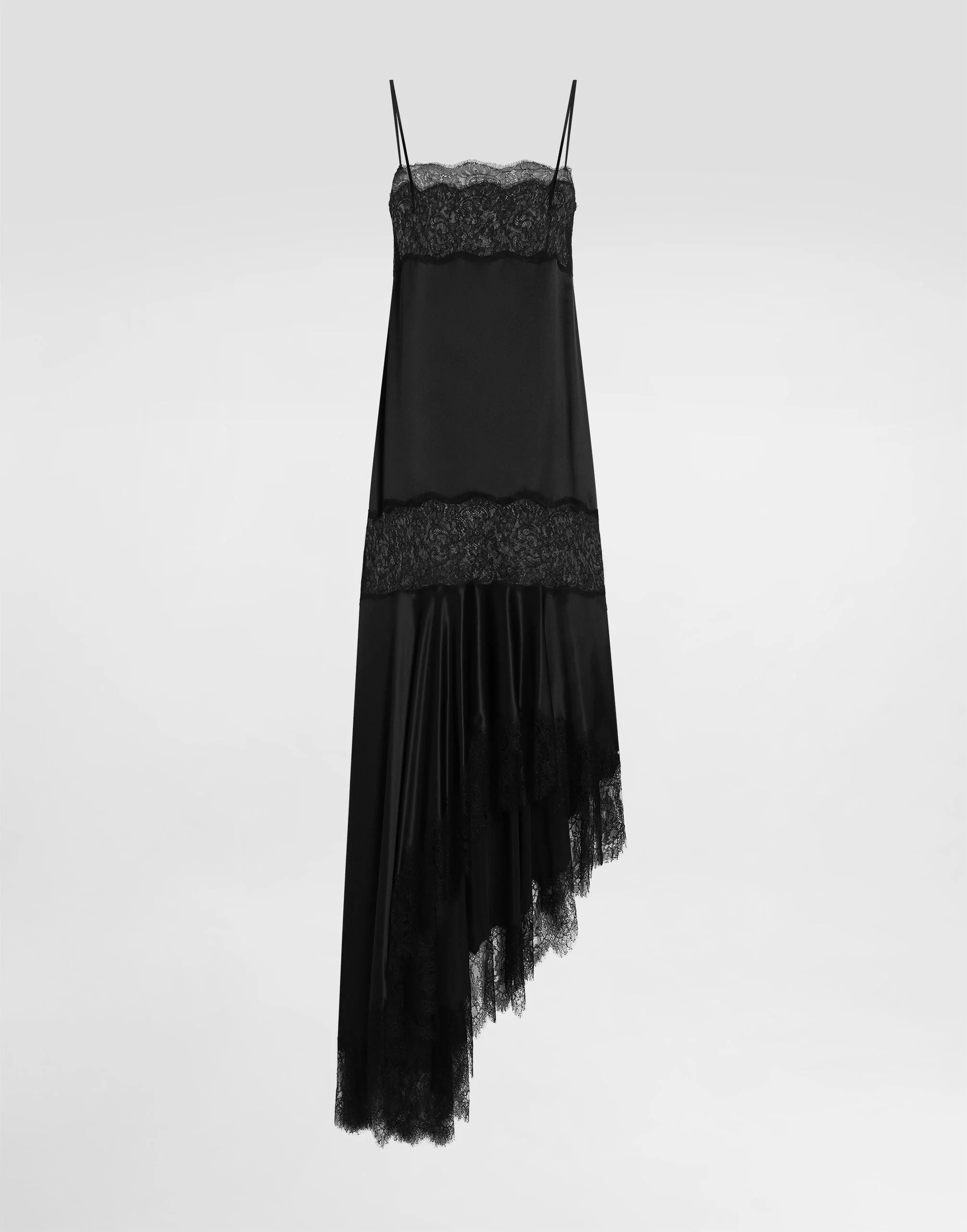 Satin dress with lace bands - 1