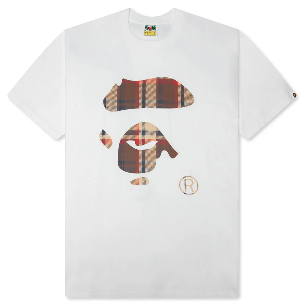 BAPE CHECK APE FACE TEE - WHITE/RED - 1
