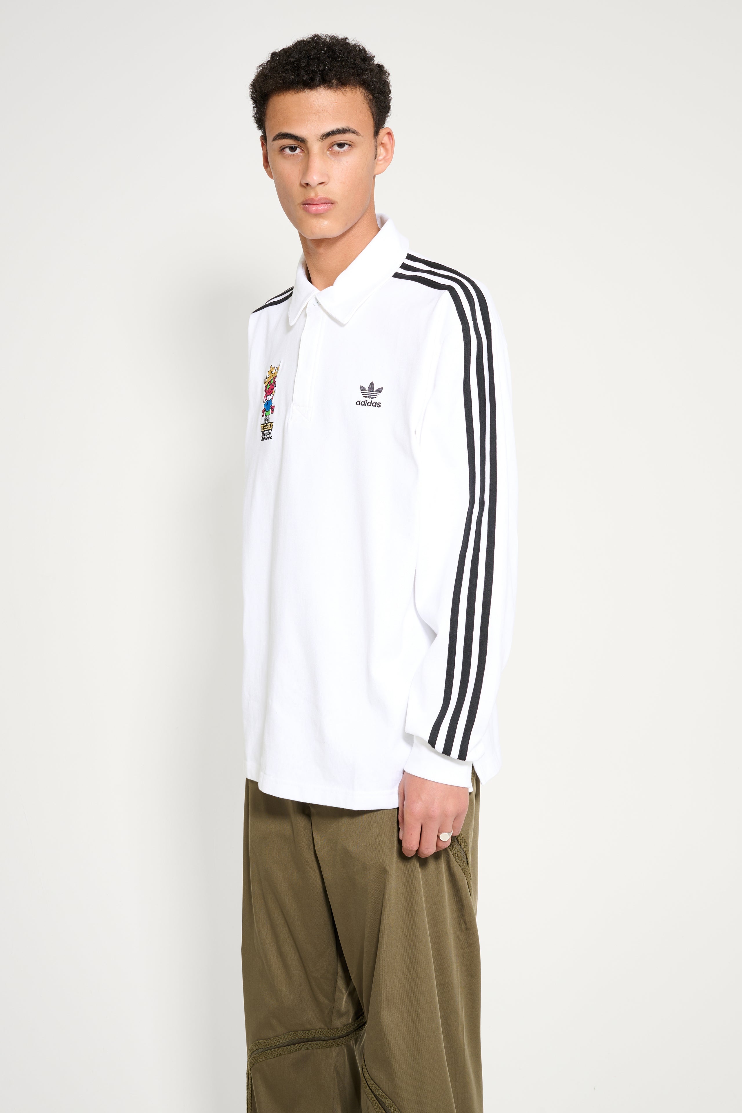 ADIDAS X TRÈS BIEN X MENTAL ATHLETIC ADICOLOR RUGBY POLO SHIRT WHITE - 3