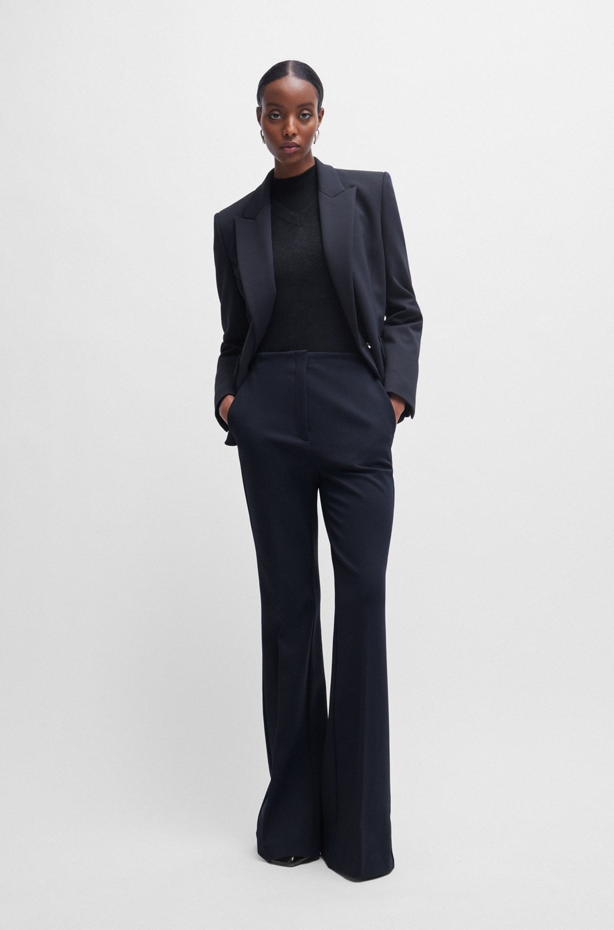 REGULAR-FIT TROUSERS IN STRETCH TWILL WITH FLARED LEG - 3