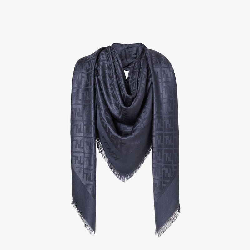 FF Shawl Navy blue silk and wool shawl 3