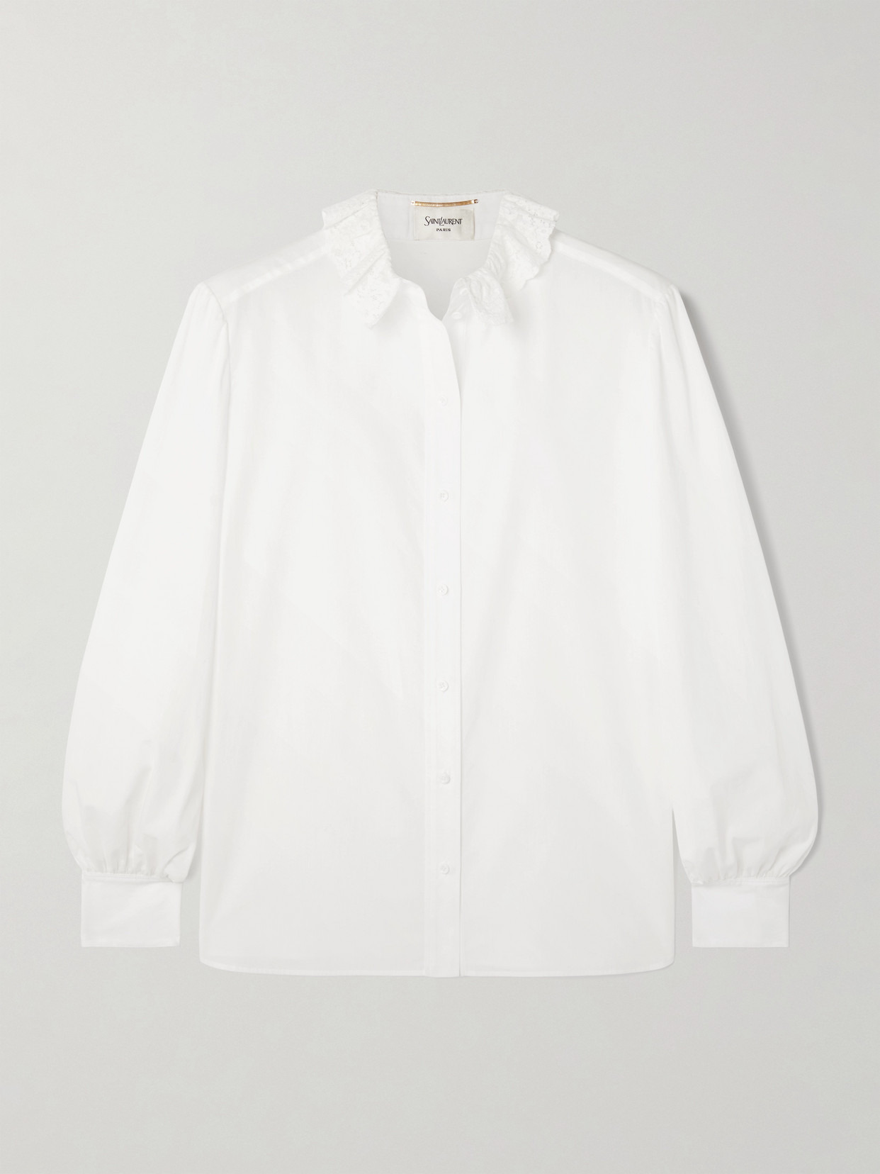 Lace-trimmed Cotton-poplin Shirt - 1