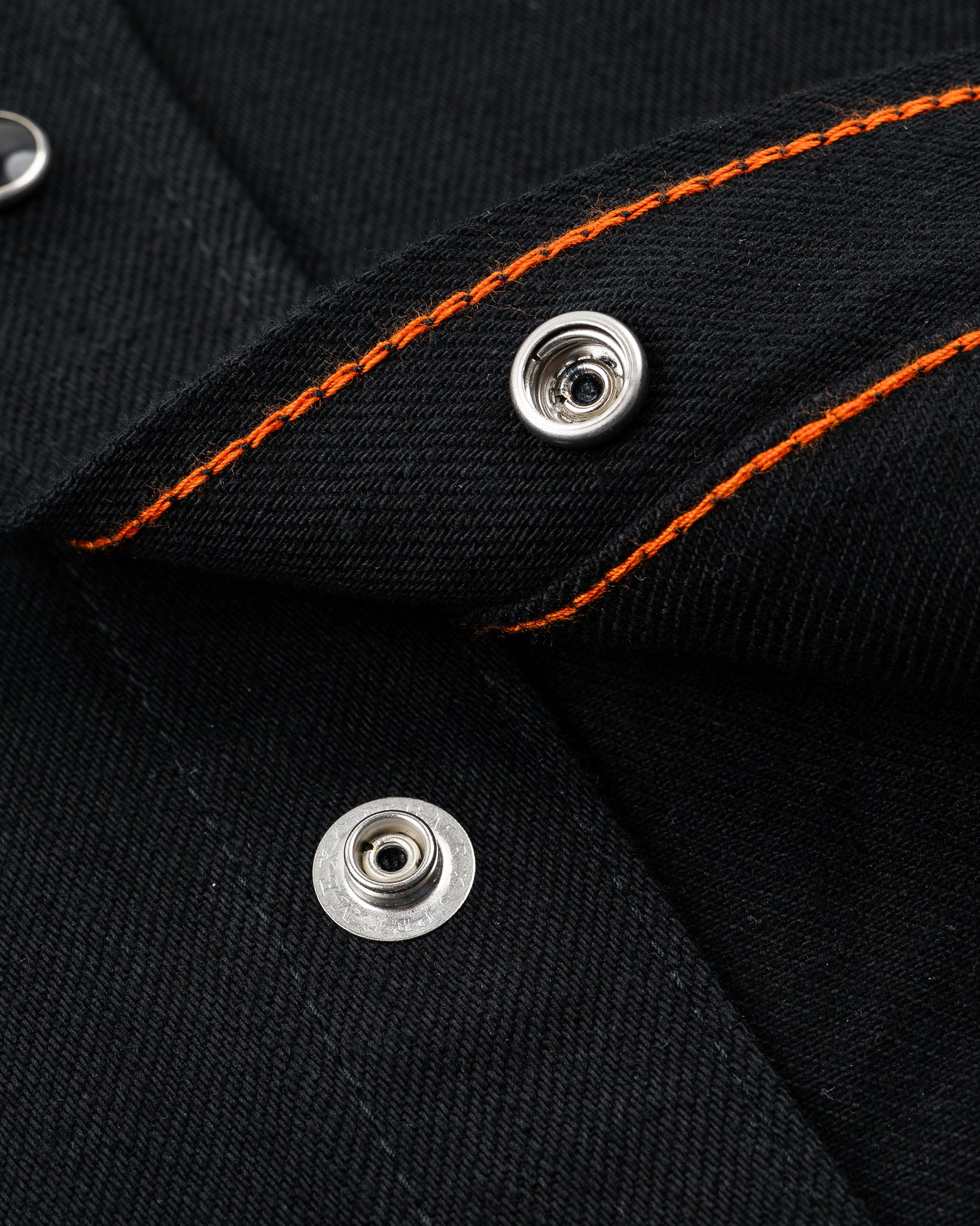 IHSH-338-BLK 12oz Selvedge Denim Work Shirt With Snaps - Black/Black - 14