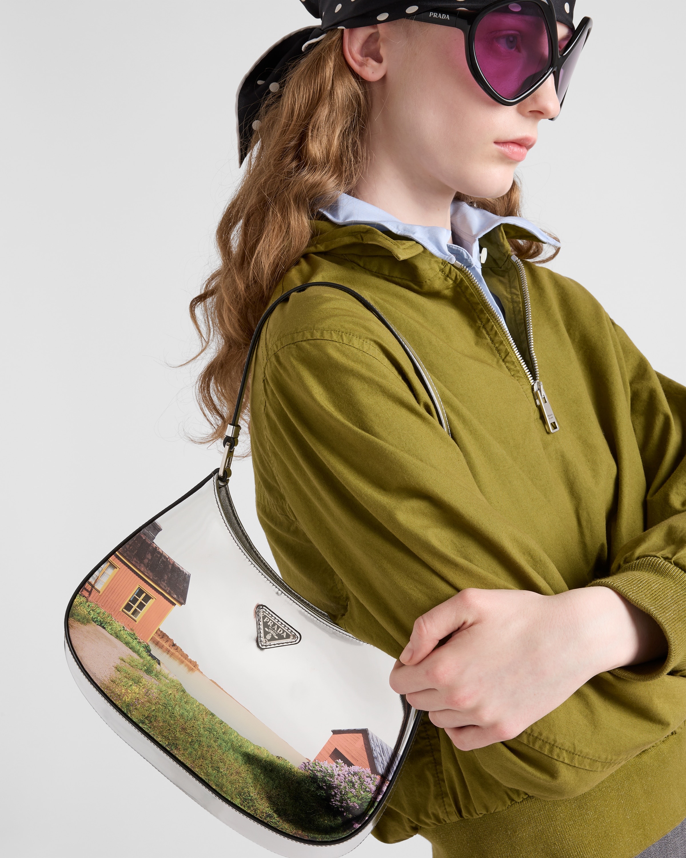 Prada Cleo printed brushed leather shoulder bag - 9