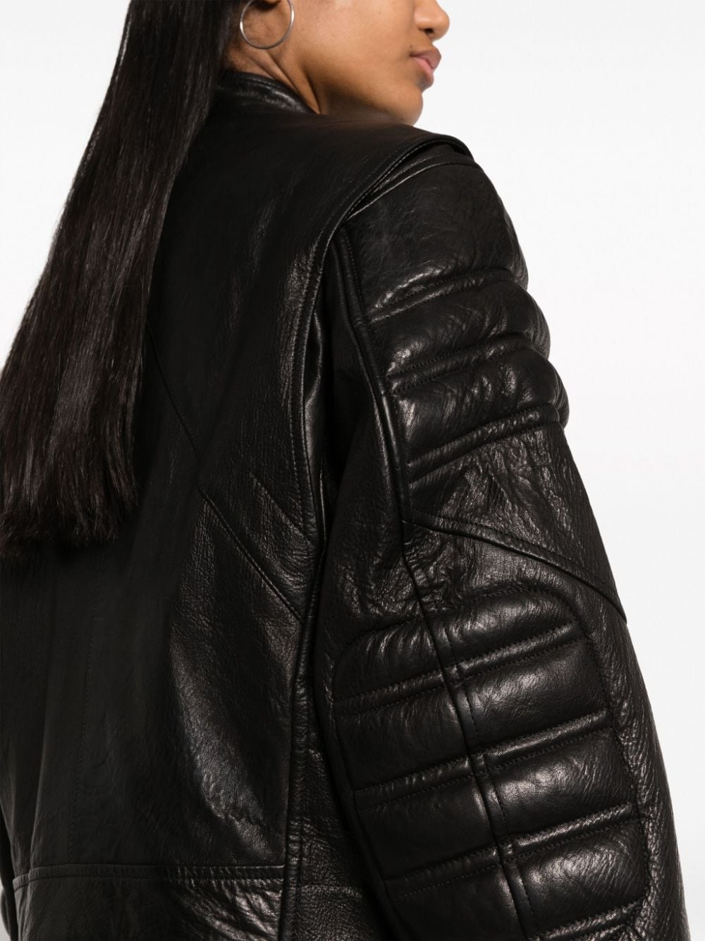 padded-panels leather jacket - 5