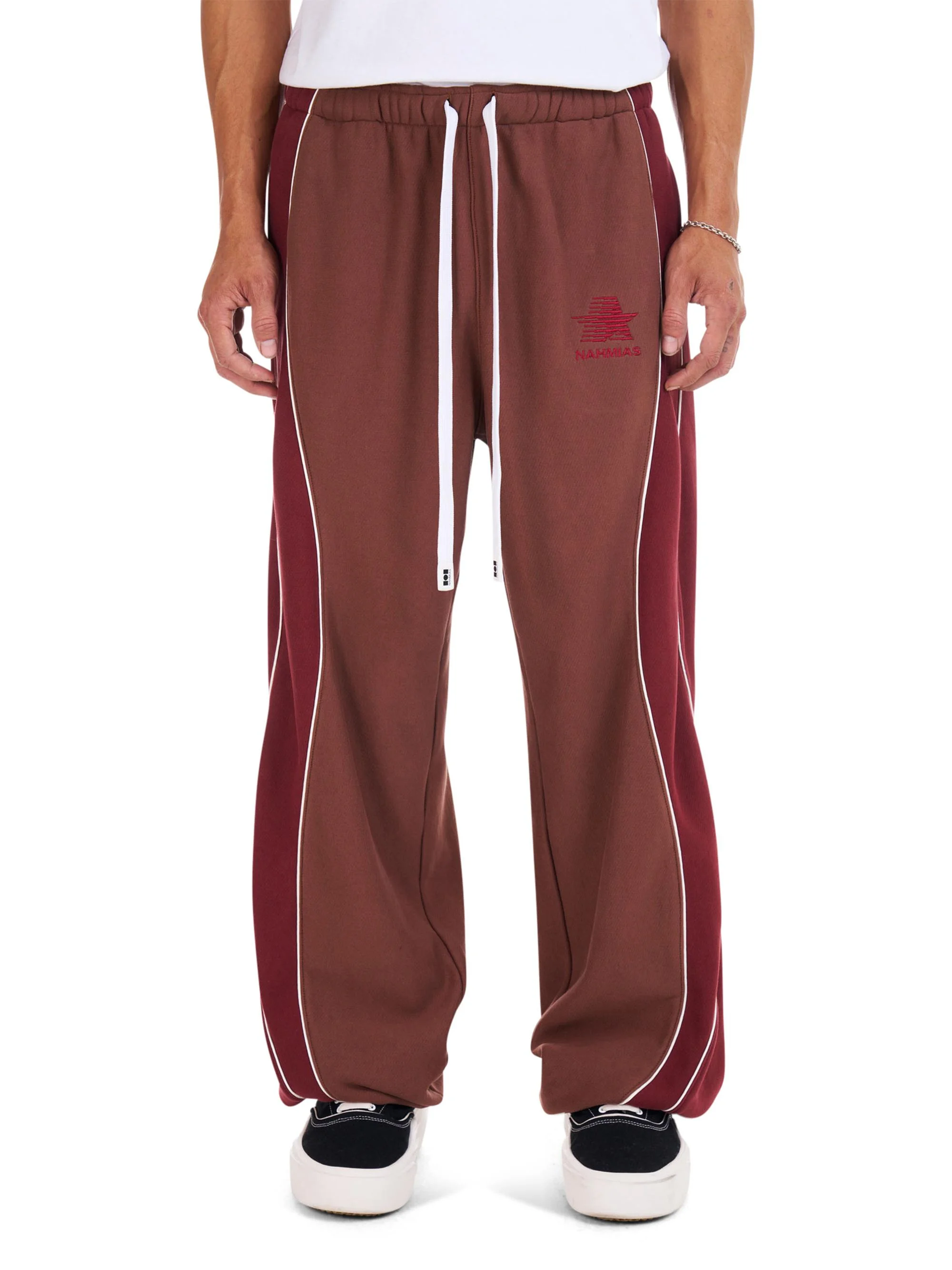 Men's Ollie Wide-Leg Sweatpants - Vintage Burgundy Fleece - 1