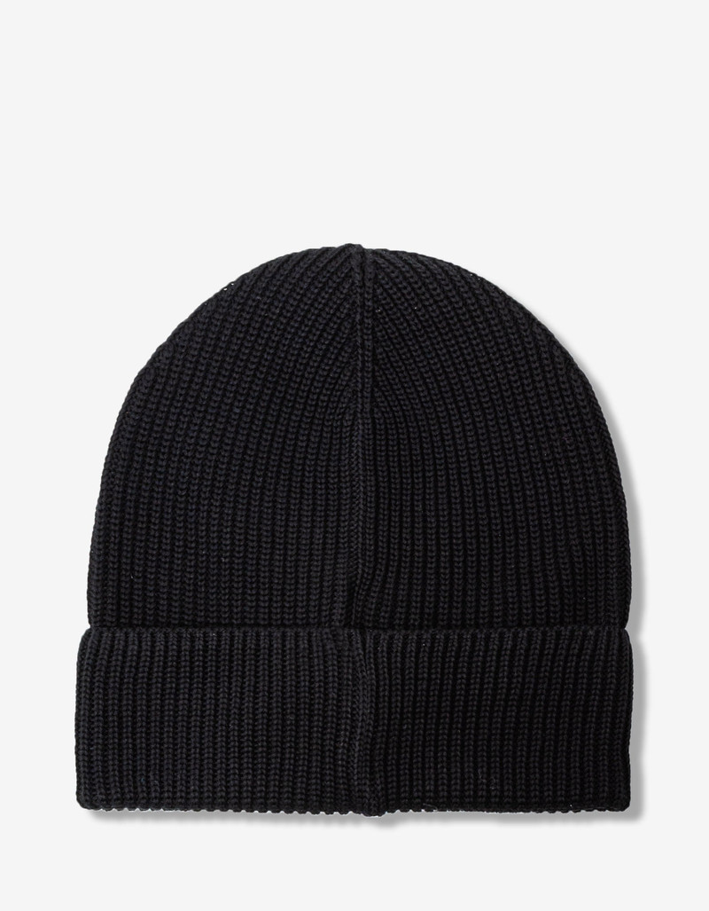 Moncler Moncler Black Ribbed Logo Beanie Hat outlook