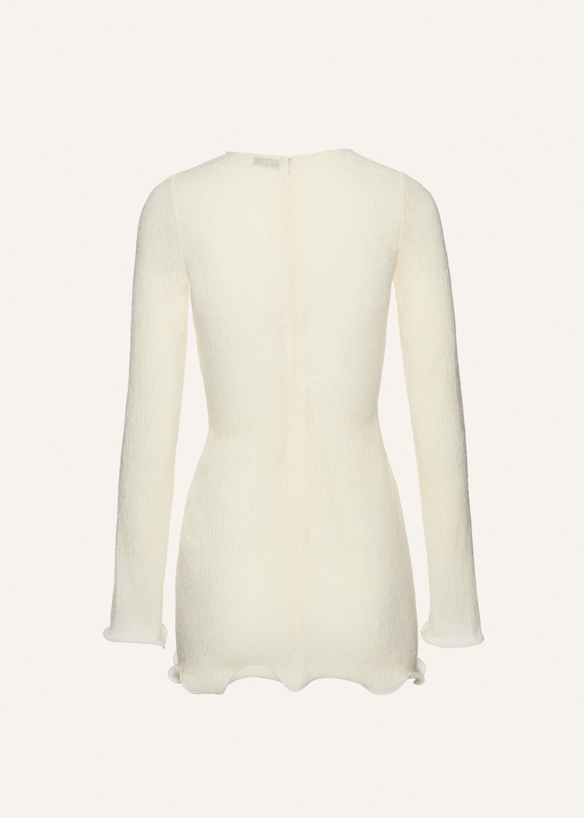 Long sleeve crepe beach mini dress in cream - 2