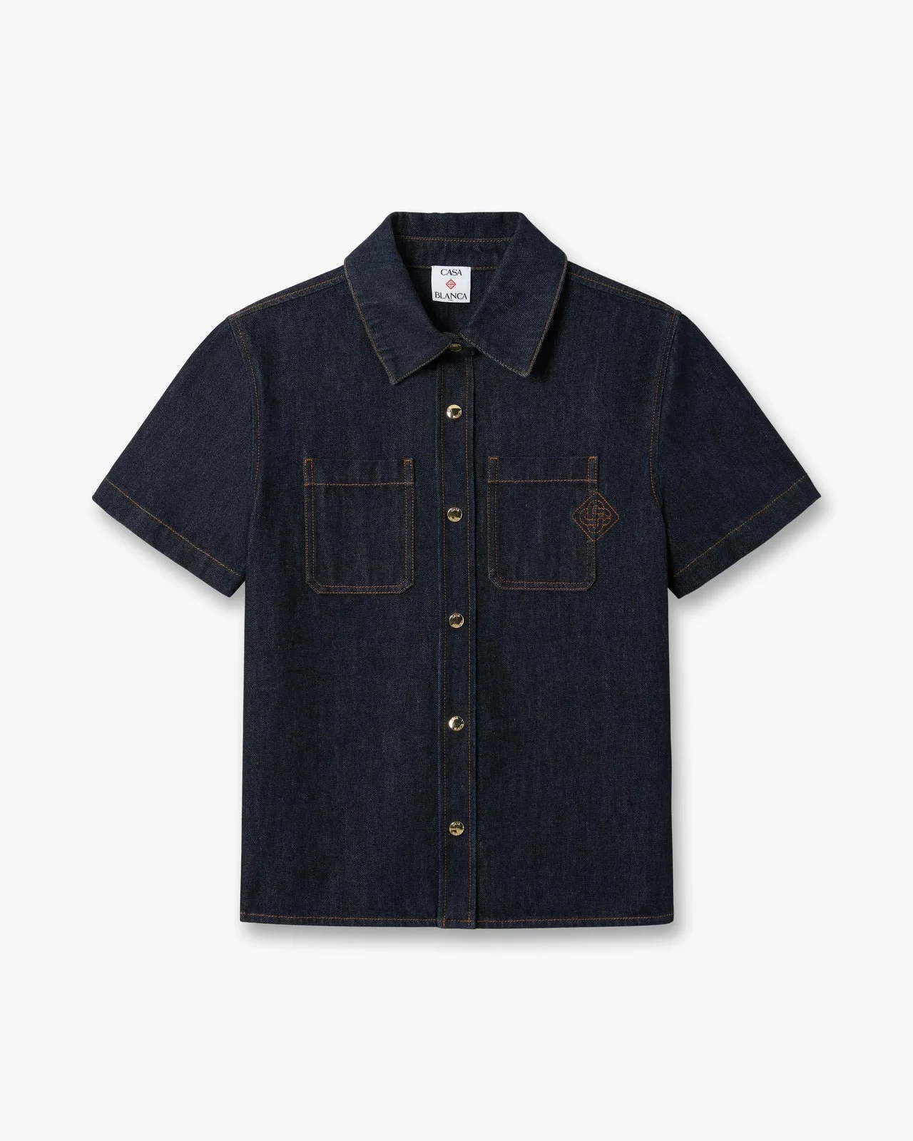 Indigo Raw Denim Short Sleeve Shirt - 1