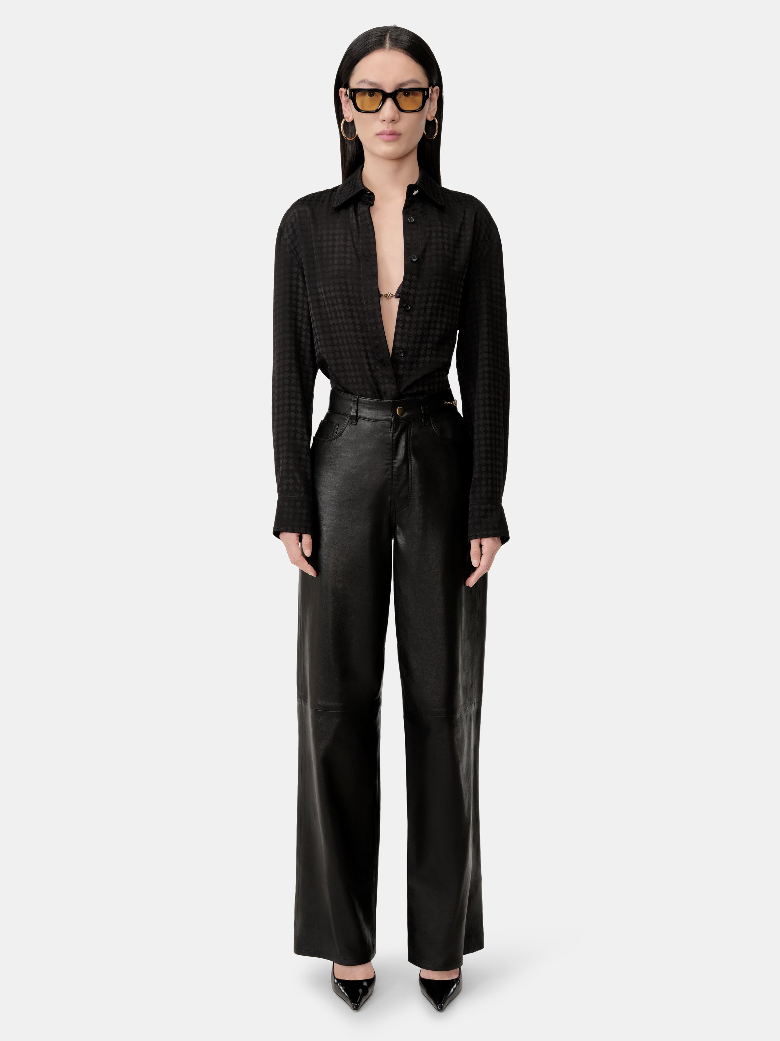 WOMEN'S LEATHER STRAIGHT PANT - 3