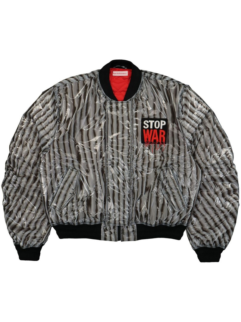 logo-patch bomber jacket 1