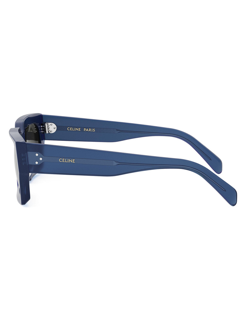 Men's Bold 3 Dots 54MM Rectangular Sunglasses - Shiny Blue 3