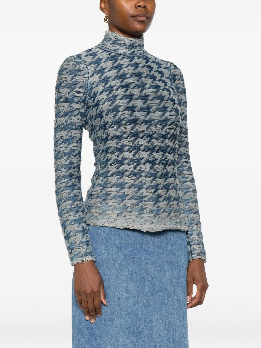 turtleneck wave-pattern sweater - 3