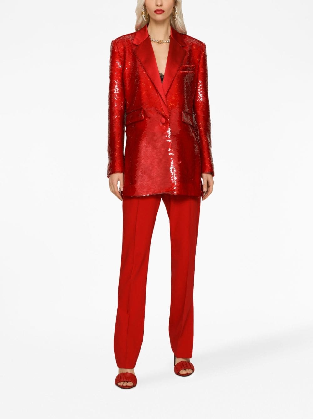 sequin-embellished button-up blazer - 3