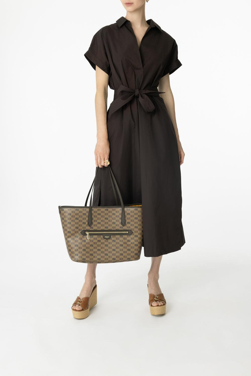 Short Sleeve Belted Midi Dress - 2
