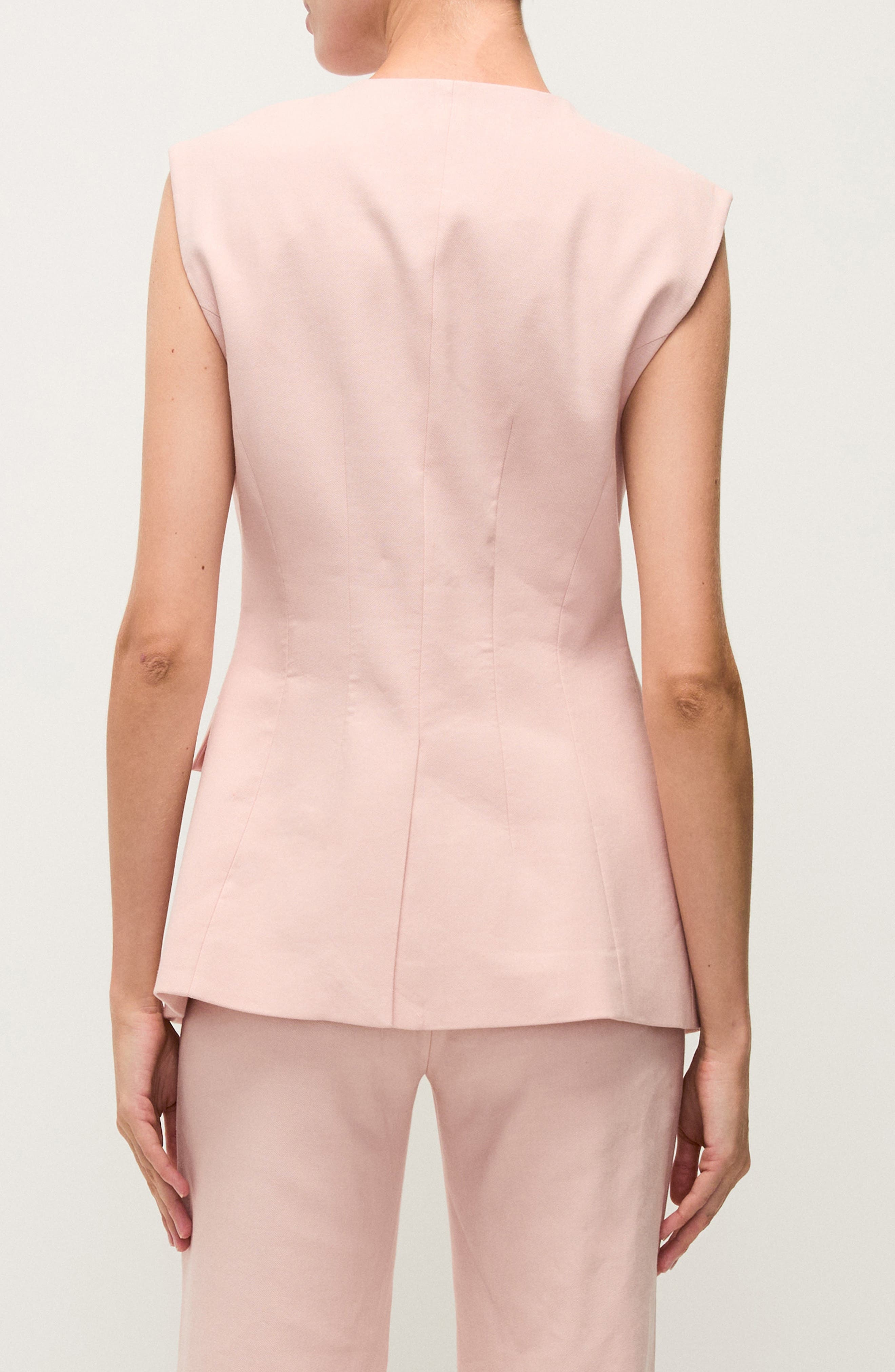 Veronica Beard Lois Linen Blend Cutaway Vest in Pink Shell at Nordstrom - 2