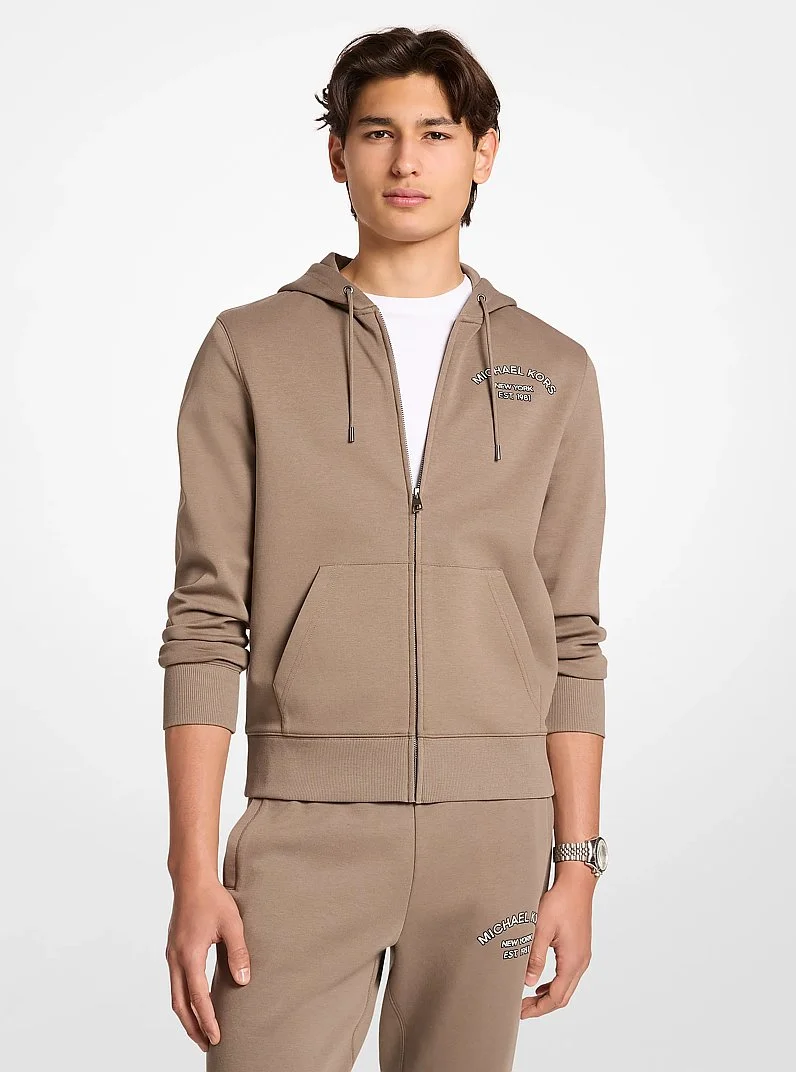 Logo Cotton Blend Zip-Up Hoodie - 1