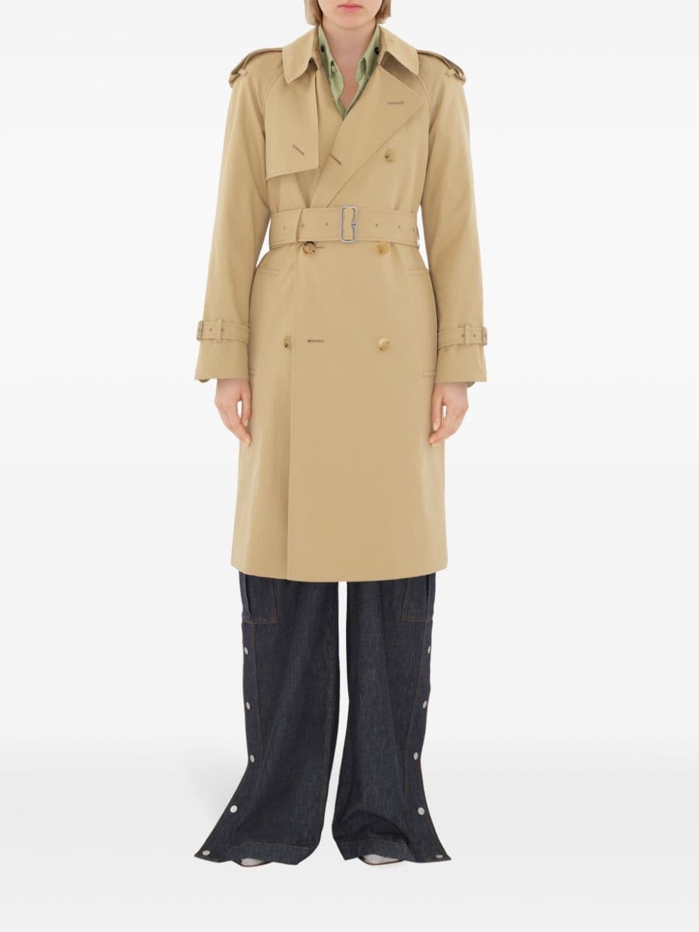 notched-lapel cotton trench coat - 2