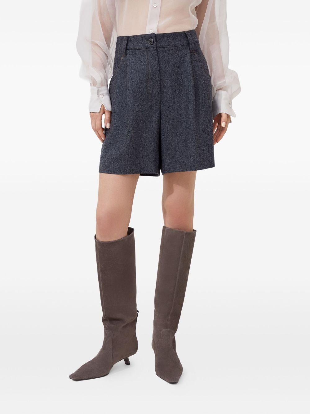 virgin wool knee-length shorts - 3