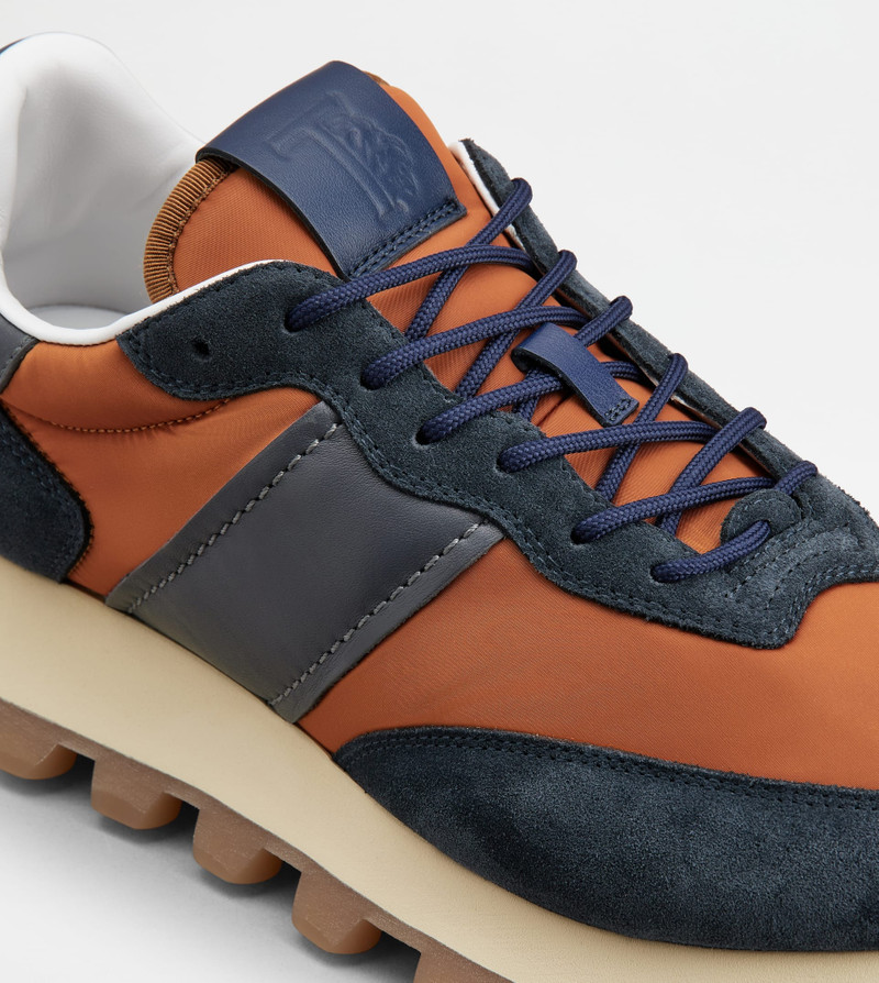 TOD'S 1T SNEAKERS IN SUEDE AND FABRIC - ORANGE, BLUE 6