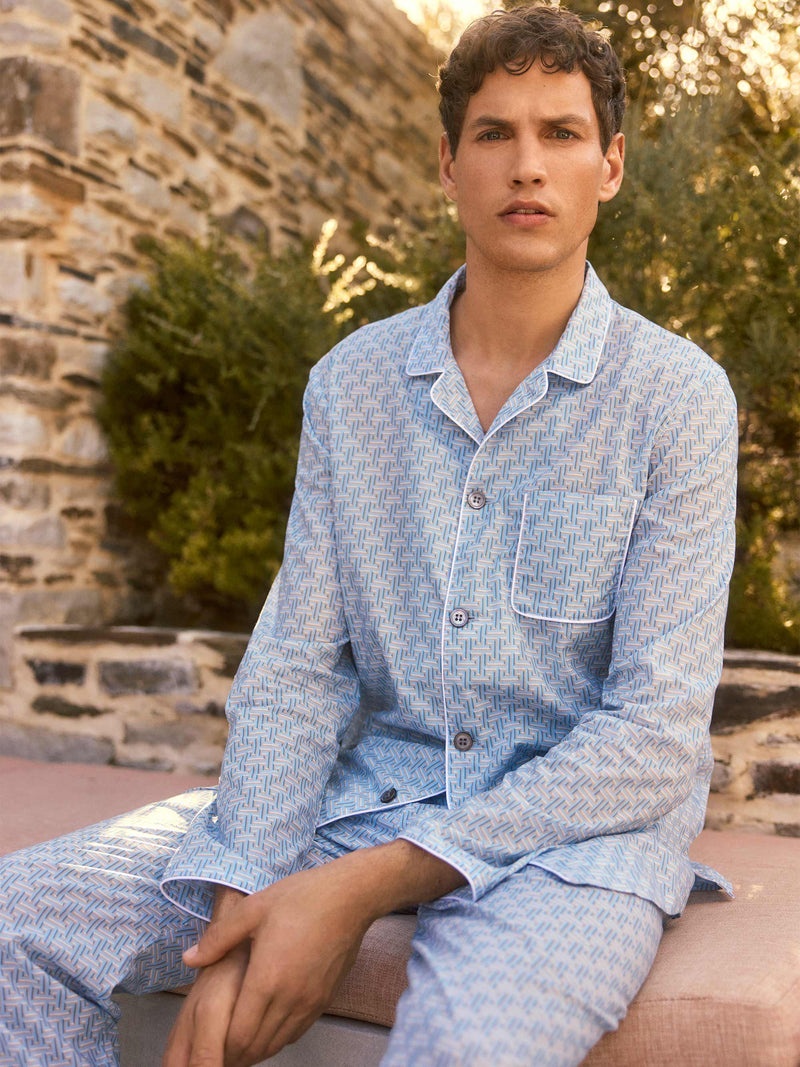 Men's Modern Fit Pajamas Ledbury 72 Cotton Batiste Blue - 6