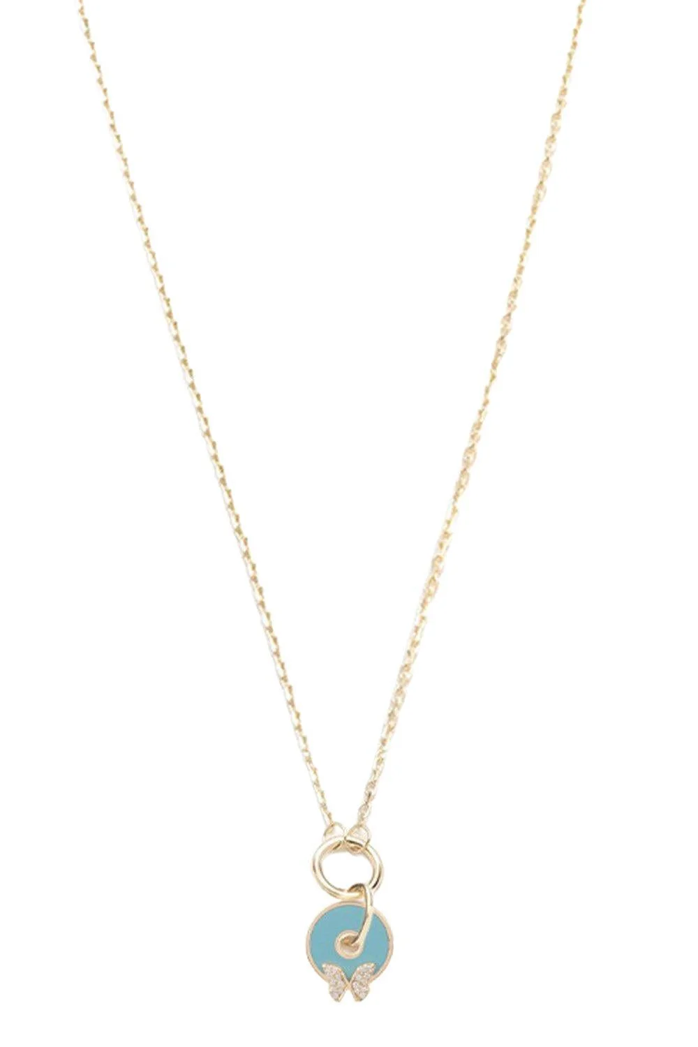 Butterfly Symbol Disk Drop Necklace - Reverie - 1