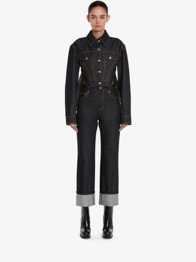 Alexander McQueen Women's High-waisted Turn-up Jeans in Dark Navy outlook