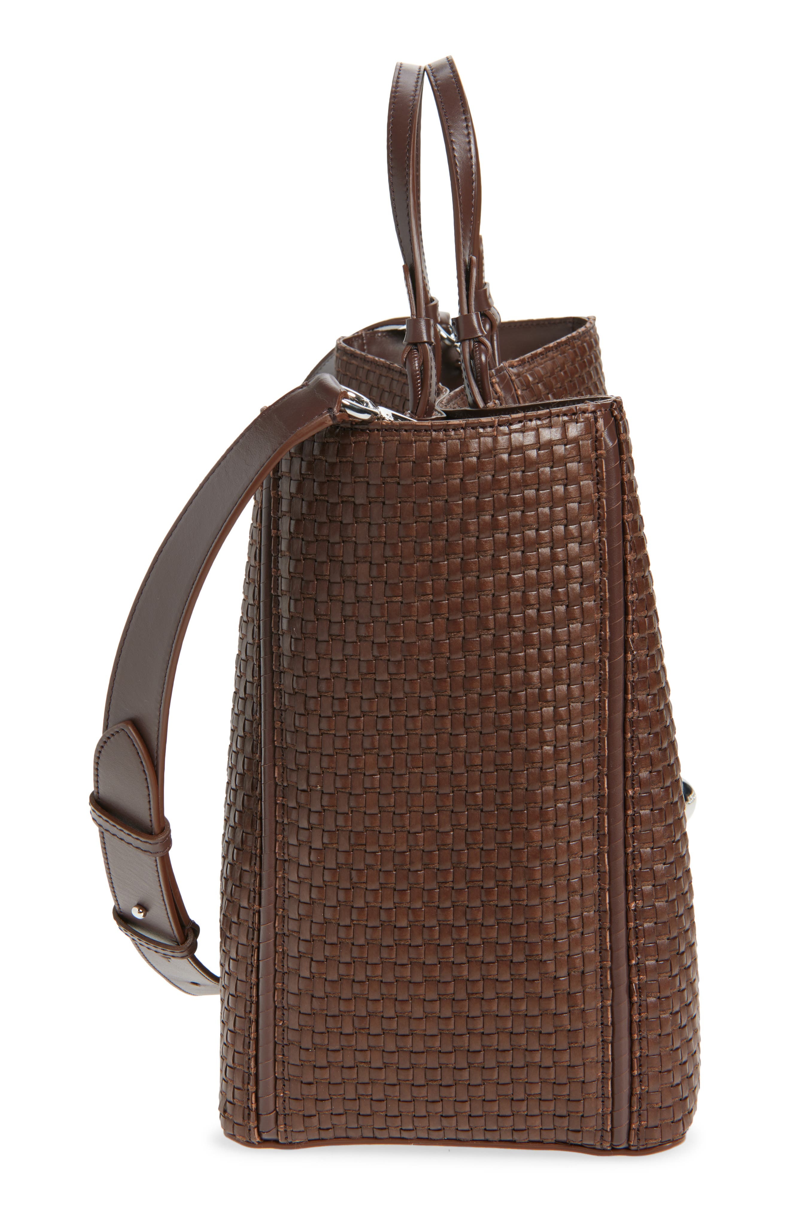 Jacquemus The Marino Woven Faux Leather Horizontal Shopper Bag in Dark Brown at Nordstrom - 5