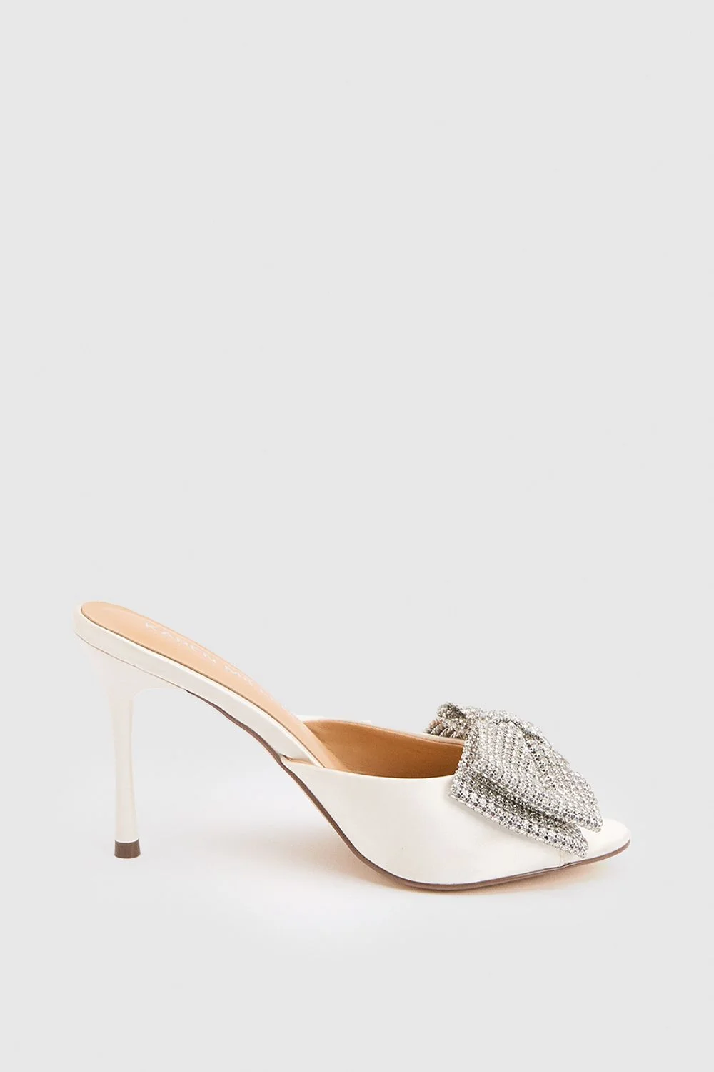 Satin Bow Embellishment Peep Toe Mule - 1
