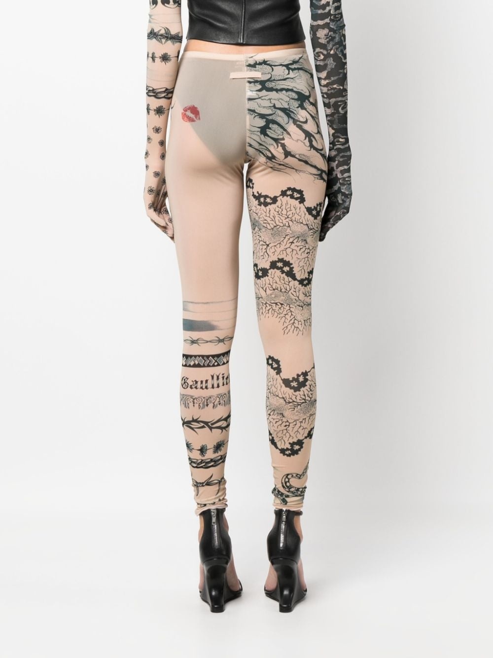 graphic-print semi-sheer leggings - 4