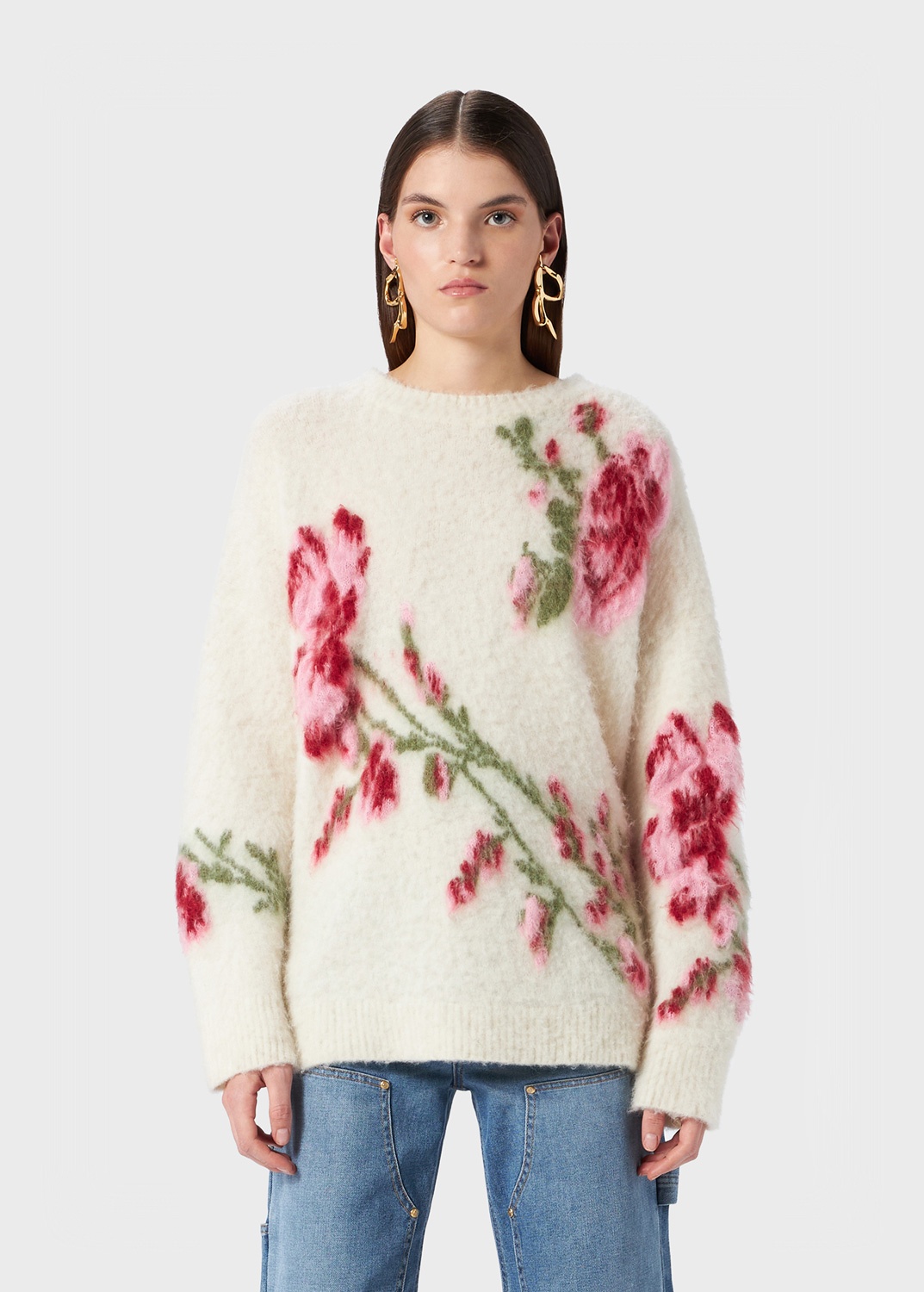 SWEATER WITH JACQUARD ROSE - 3